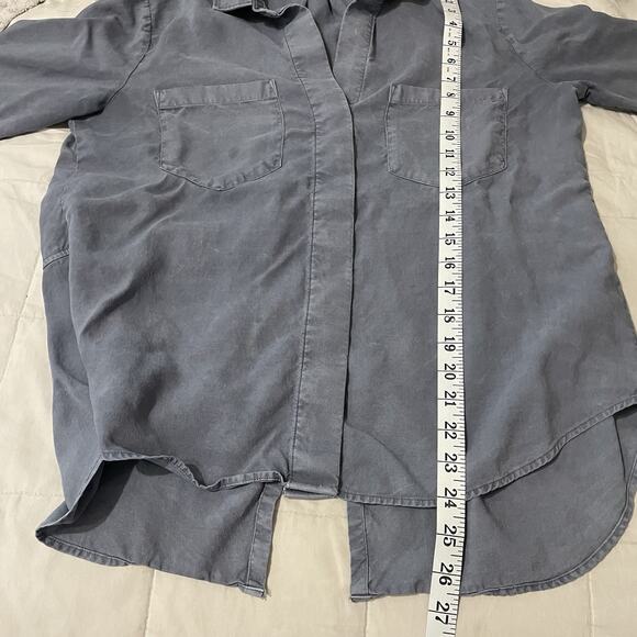 Cloth & Stone Anthropologie Shirt Women Size Medium Blue Tencel Roll Tab Sleeve - Picture 5 of 9
